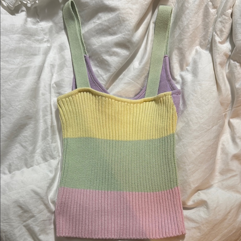 OLIVIA RUBIN Purple and Yellow Ribbed Tank Top - Picture 2 of 3